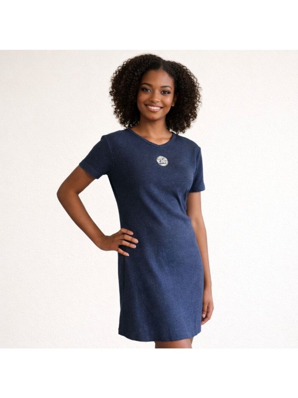 Calvin Klein T shirt Dress Pullover Logo Navy Blue Juniors Medium Short Sleeves